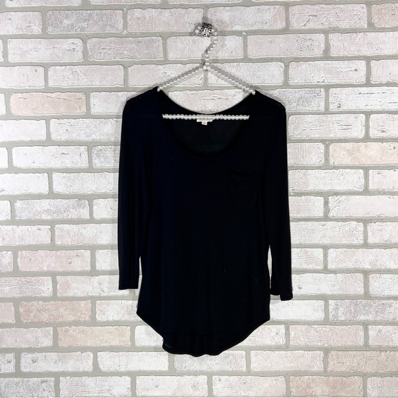 Ag Adriano Goldschmield Black Jaxon 3/4 sleeve Scoopneck Tee Size S - Picture 3 of 10